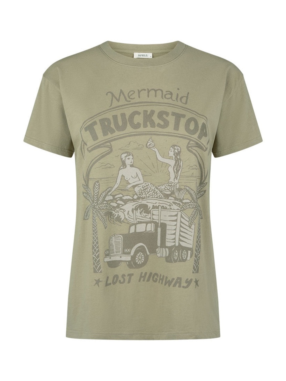 Spell Mermaid Truckstop Biker Tee - Khaki - M - Picture 4 of 7